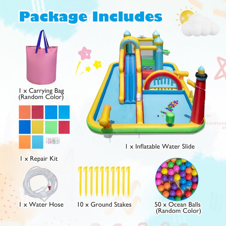 Inflatable Water Slide Giant Water Park with Long Slide Jumping Area