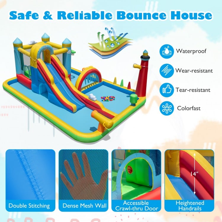 Inflatable Water Slide Giant Water Park with Long Slide Jumping Area