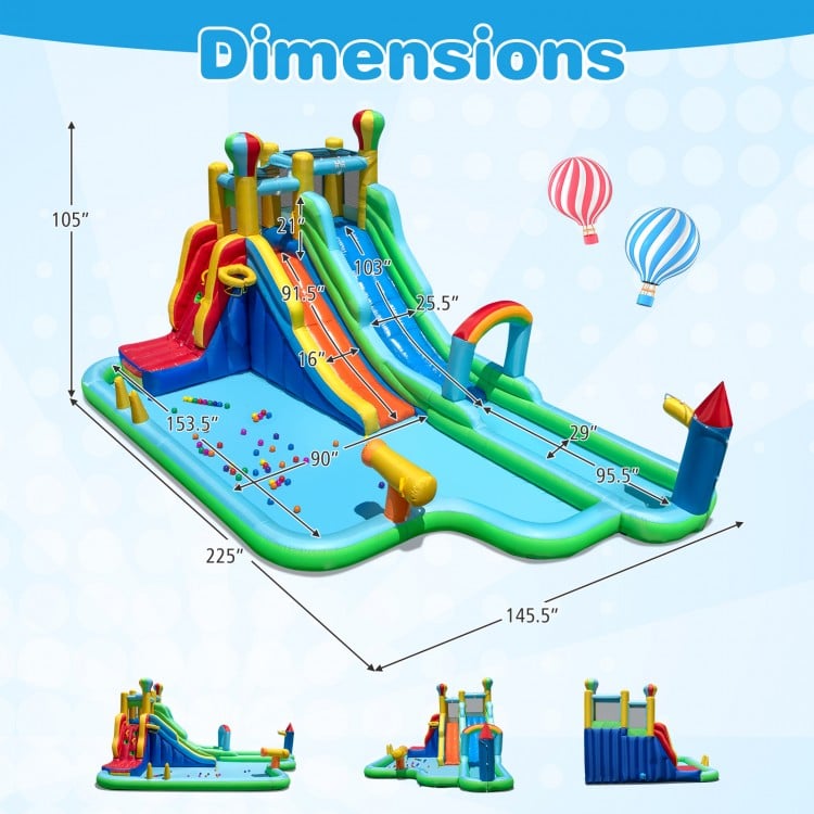 Inflatable Water Slide Park Giant Bounce House with Double Long Slides