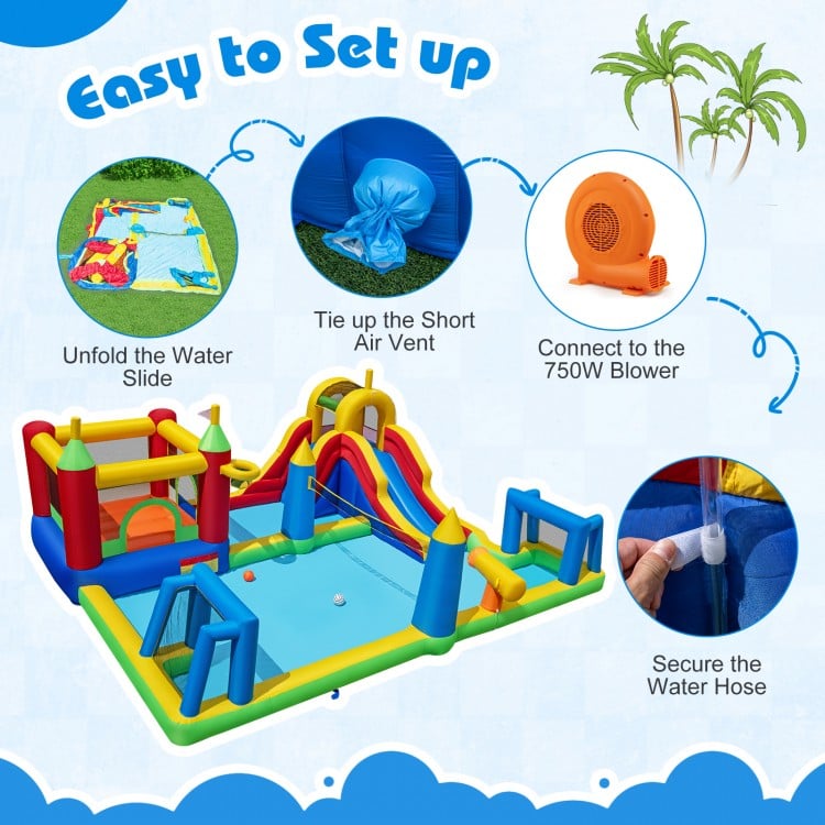 Inflatable Water Slide Bounce House 9-in-1 Jumping Castle with 750W Blower
