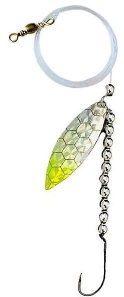Solid Chrome Beads Willow Leaf Spinner – Lime Scale Blade Lure 
