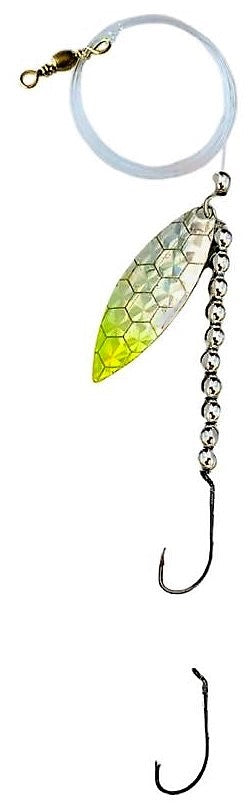 Solid Chrome Beads Willow Leaf Spinner – Lime Scale Blade Lure 