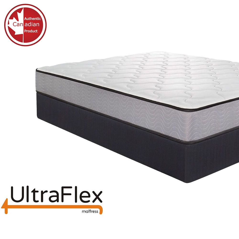 UltraFlex® PARADISE Mattress and BoxSpring Set - Natural Heavy Duty Foam Blend, Low Motion Transfer, Comfort+ Quilting, Orthopedic Cool Gel, and Spinal Posture Support Eco-Friendly Mattress (Made in Canada)