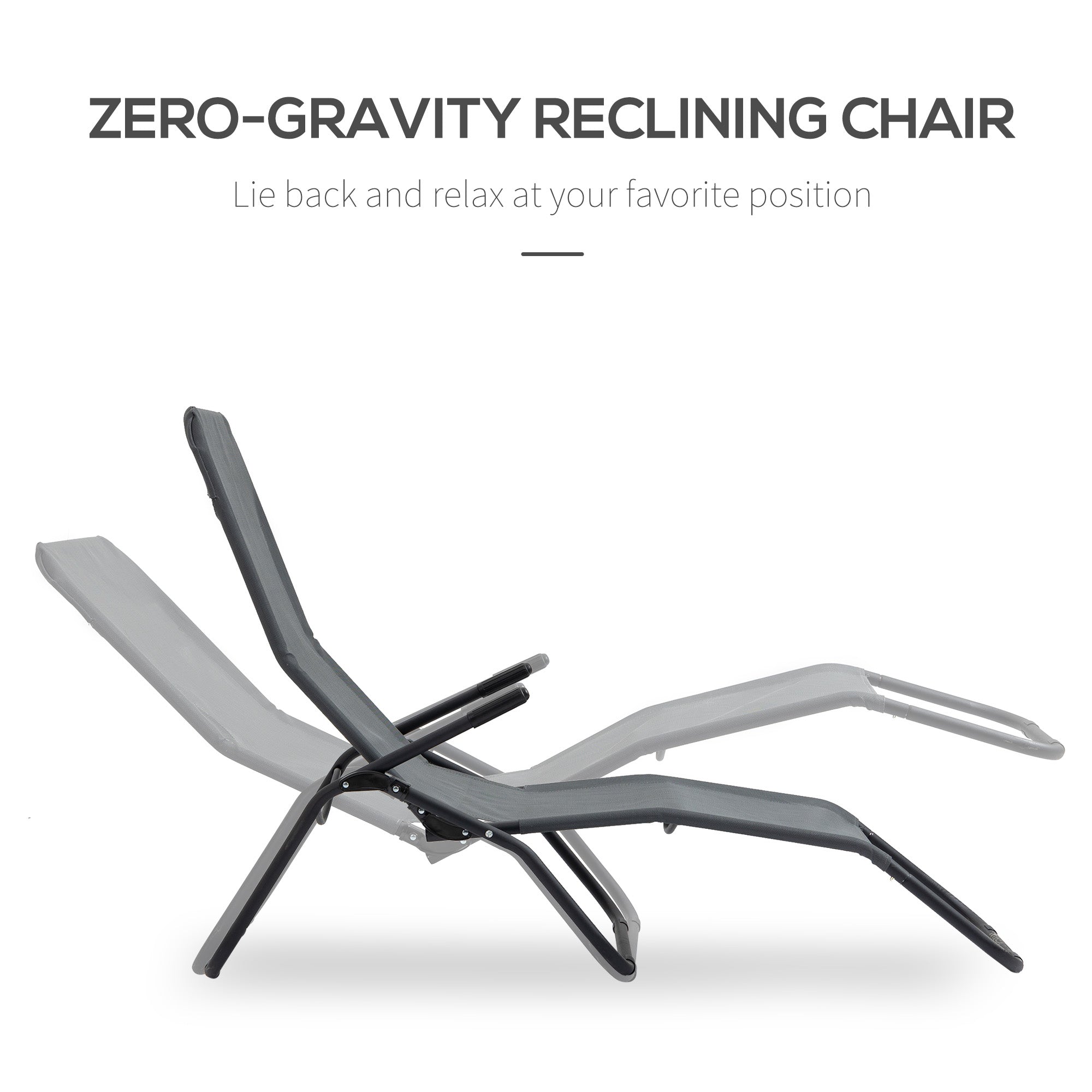 Outsunny Mesh Tranquility: Zero Gravity Lounge Chair Recliners, Folding Rocking Chair, Outdoor Chaise Lounge for Beach, Poolside, Grey 