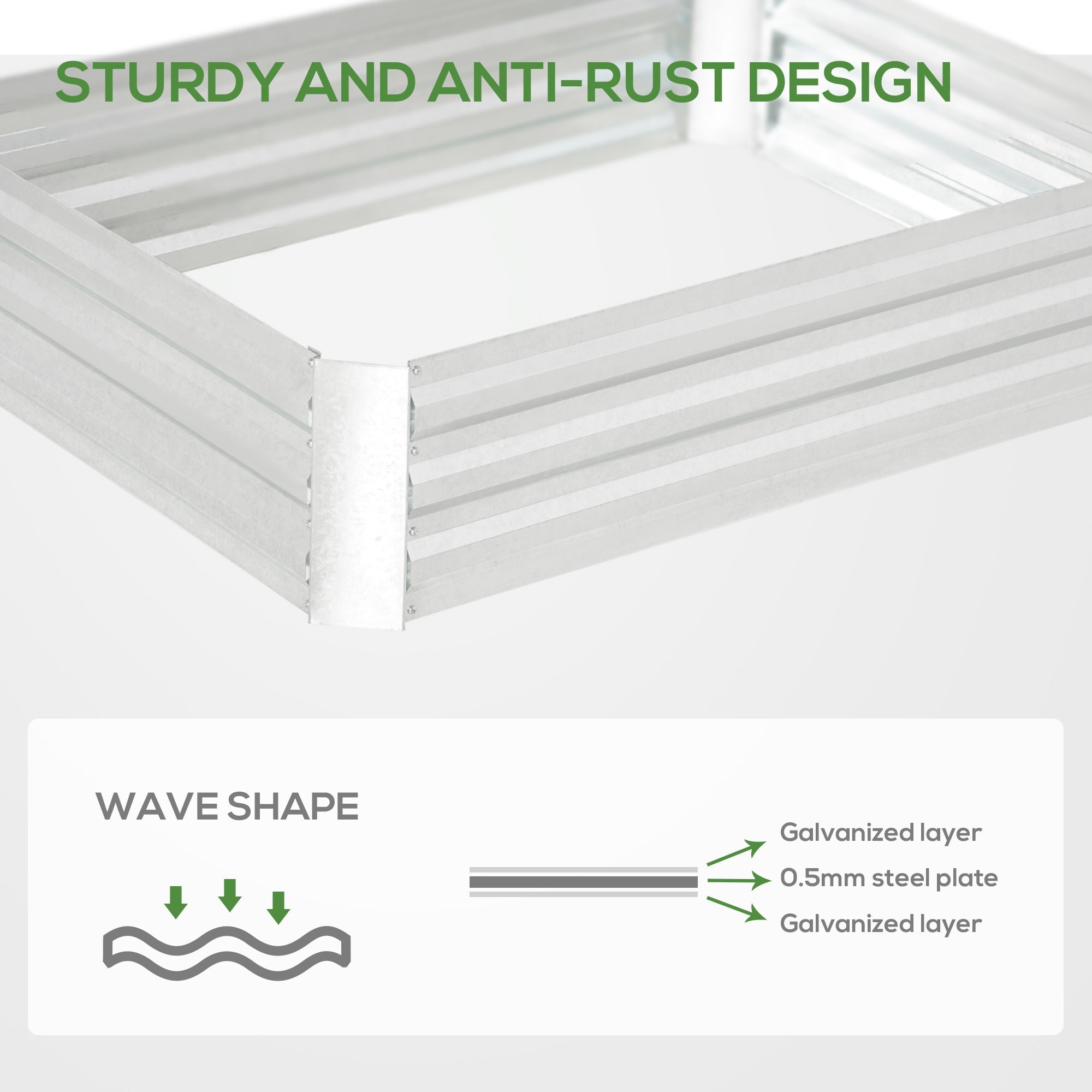 Outsunny Galvanized Raised Garden Bed, 4' x 3' x 1' Outdoor Metal Planter Box, Raised Bed for Growing Flowers and Herbs 