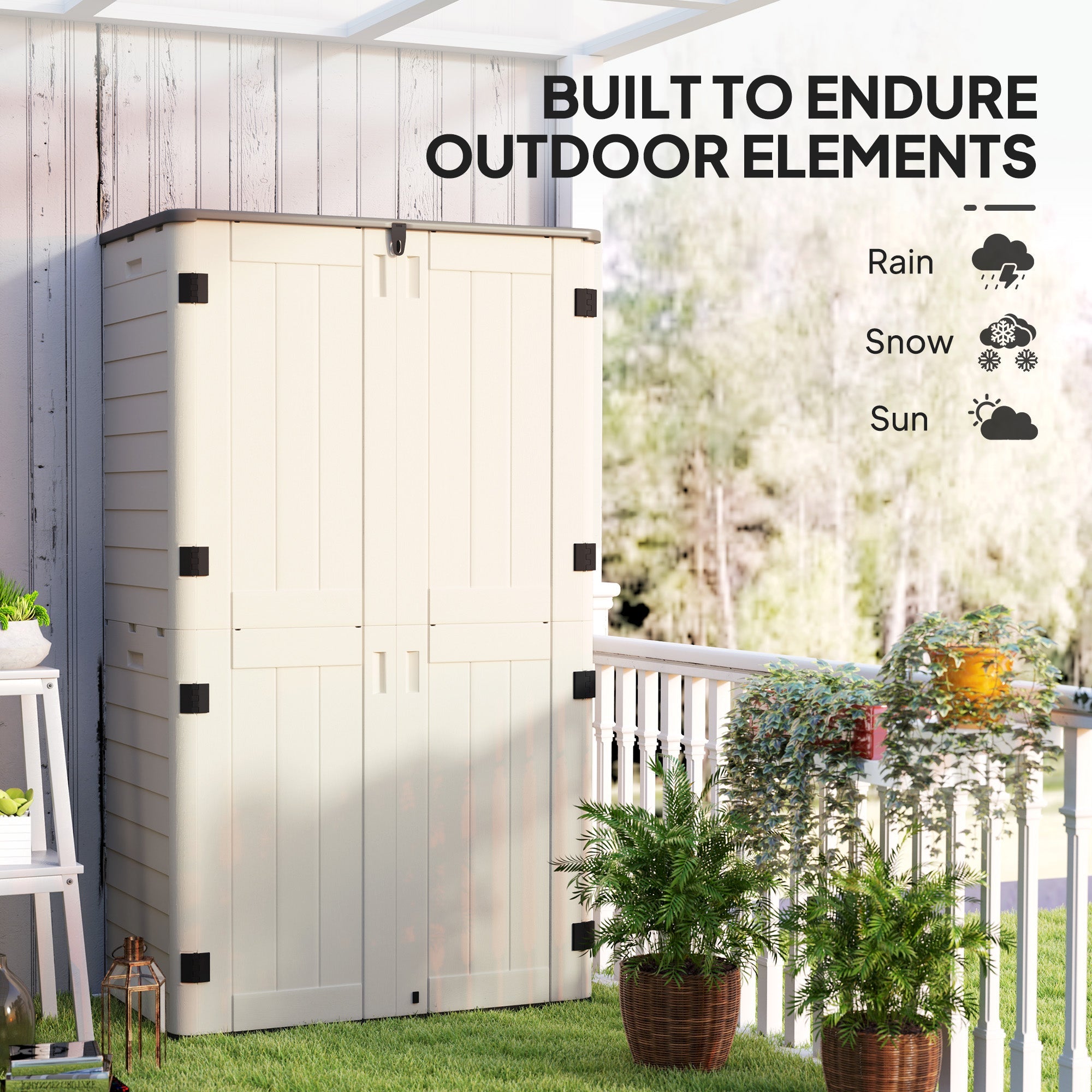 Outsunny 368 Gallon Outdoor Storage Cabinet with Openable Top and Lockable Doors for Lawnmower, Trash Can, Patio Accessories 