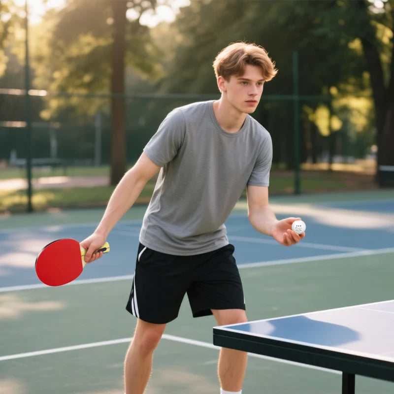 Soozier Ping Pong Paddle Set, Portable Table Tennis Rackets with 8 Ping Pong Balls, Storage Case for Teens, Adults