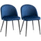 HOMCOM Set of 2 Modern Dining Chairs Mid-Back Velvet Side Table Chair Living Dining Dark Blue Furniture