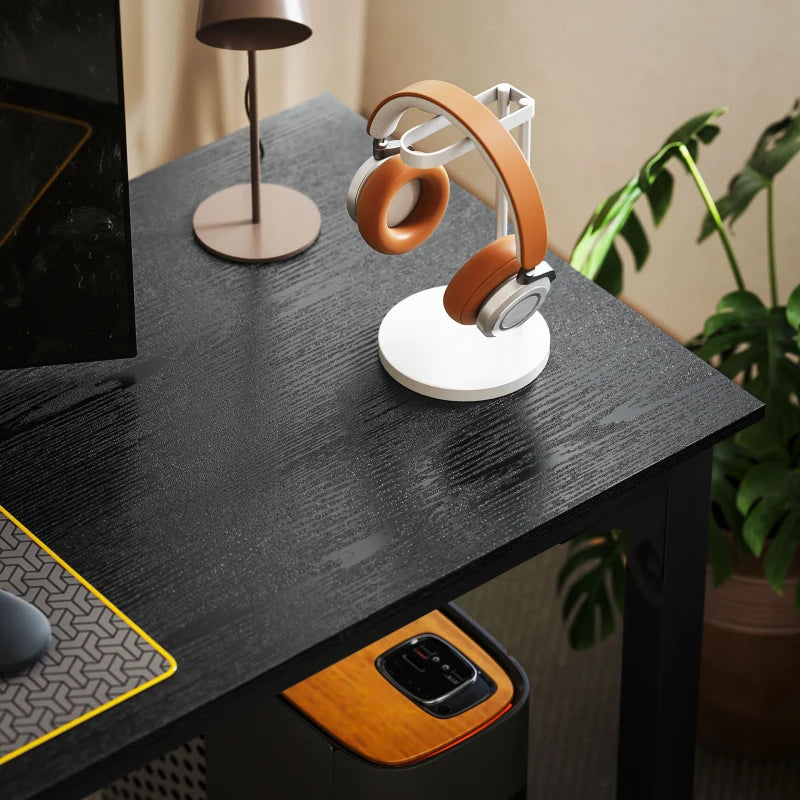 71" Computer Desk, Desktop Desk with Metal Legs, Distressed Black