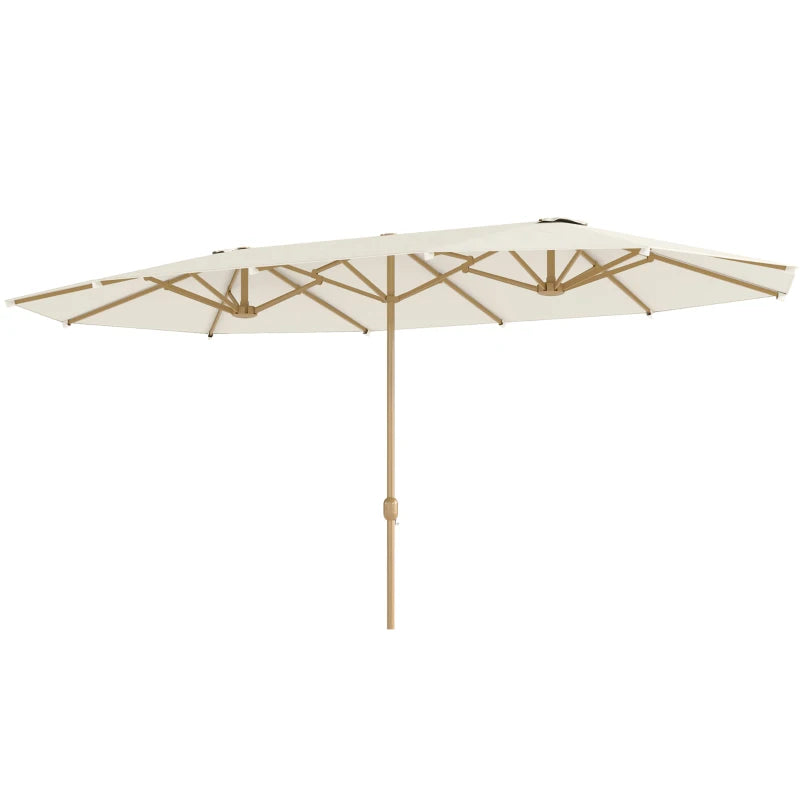 Double Garden Parasol 179.1"W x 104.3"D with Crank, 12 Steel Ribs & 180g/㎡ Polyester, UV30+ Protection, Beige