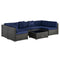 Outsunny Patio Dining Sets, 7-Piece Outdoor Sofa Set with Deep-Seat Cushions for All Weather Backyard Leisure, Navy Blue