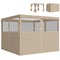 Gazebo Curtains, 10' x 10' Universal Replacement Privacy Curtain, 4-Panels Sidewall with Roll up Mesh Windows, Khaki