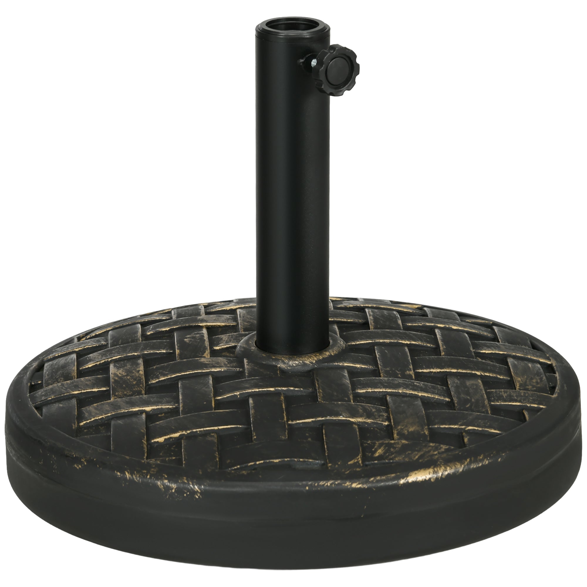 Outsunny 40lbs. Concrete Umbrella Base with Rattan Effect, Heavy Duty Parasol Stand for Outdoor Patio Umbrella, Bronze 