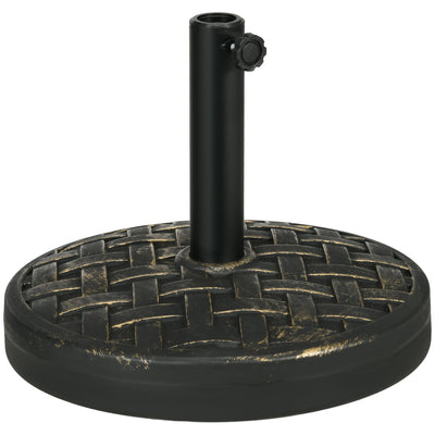 Outsunny 40lbs. Concrete Umbrella Base with Rattan Effect, Heavy Duty Parasol Stand for Outdoor Patio Umbrella, Bronze 