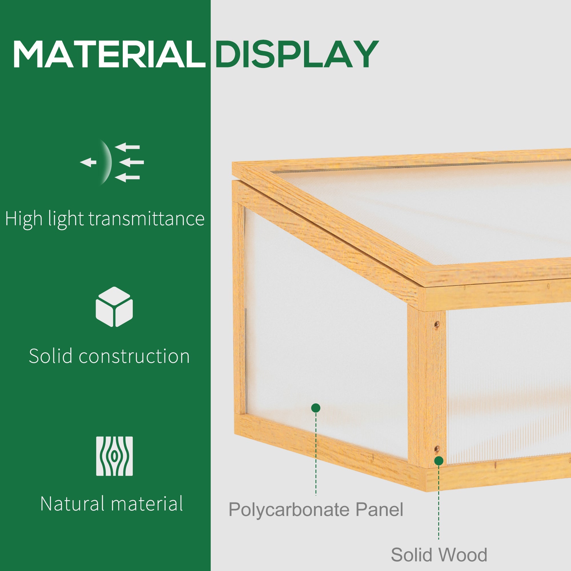 Outsunny Wooden Cold Frame Greenhouse Raised Garden Planter Portable Openable Top 35.5"x23.5"x15.75" Light Brown 