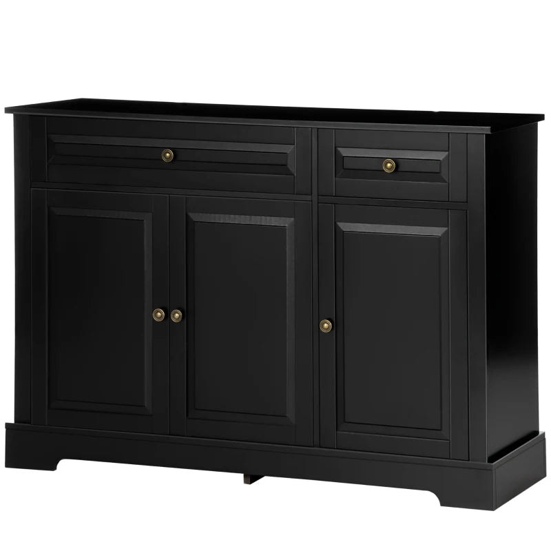 Modern Sideboard Cabinet, Buffet Cabinet with 2 Drawers and Adjustable Shelves, Buffets Tables for Dining Room, Black