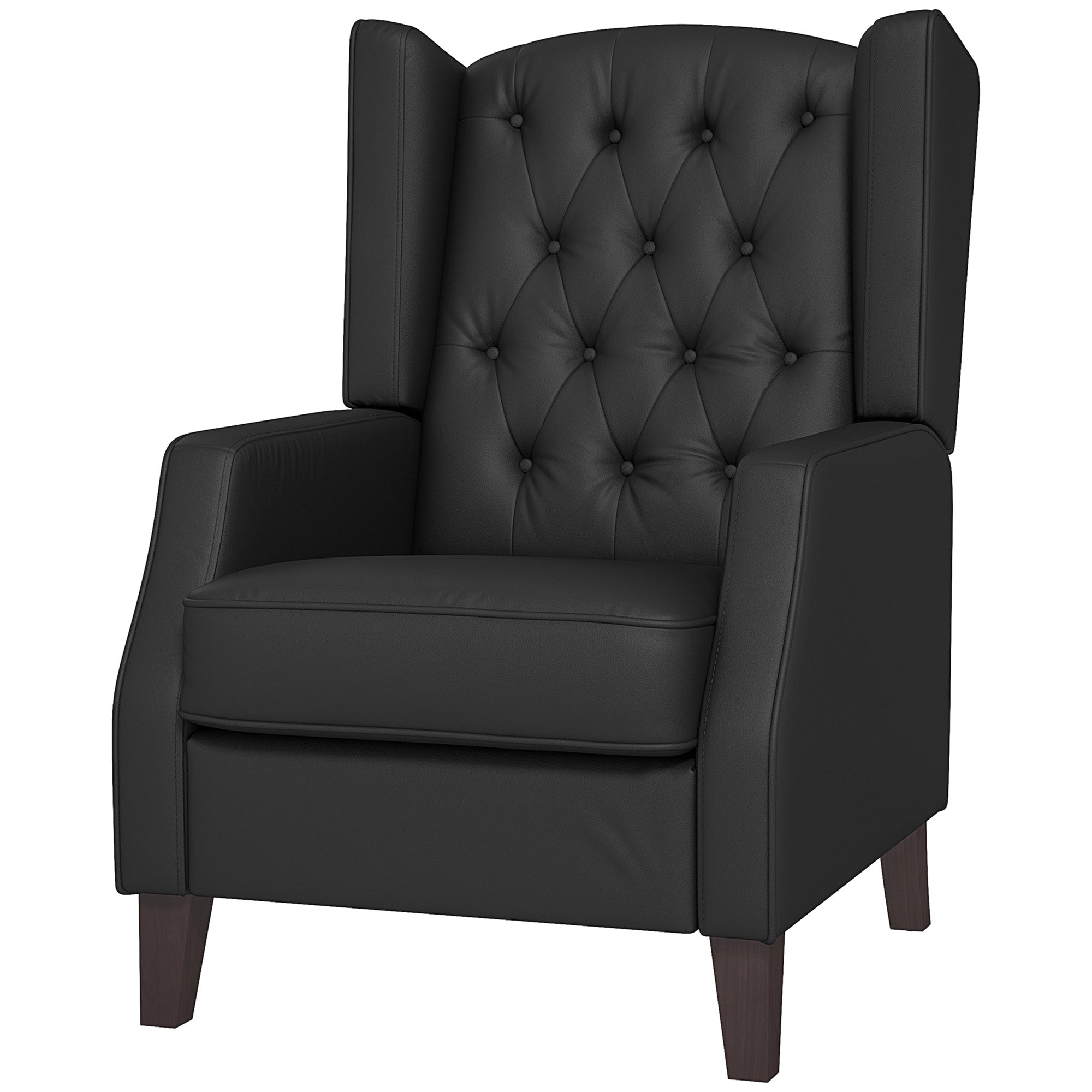 HOMCOM Faux Leather Armchair, Modern Accent Chair with Thick Padding for Living Room, Bedroom, Home Office, Black 