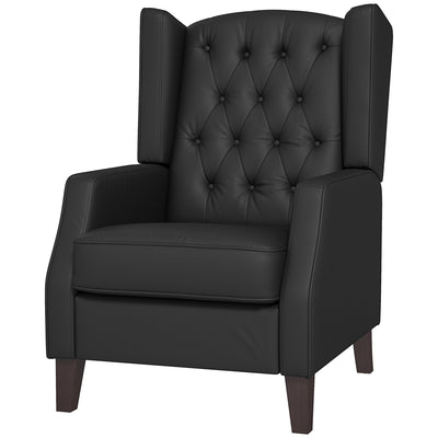 HOMCOM Faux Leather Armchair, Modern Accent Chair with Thick Padding for Living Room, Bedroom, Home Office, Black 