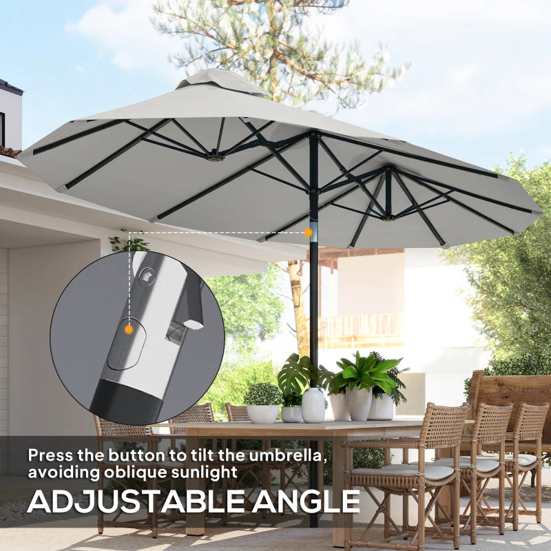 9.7' Double-sided Outdoor Patio Umbrella with Tilt, Crank and Vents, Cream White