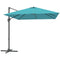 8'x8' Square Patio Hanging Offset Umbrella, Outdoor Cantilever Parasol w/ Cross Base, Blue