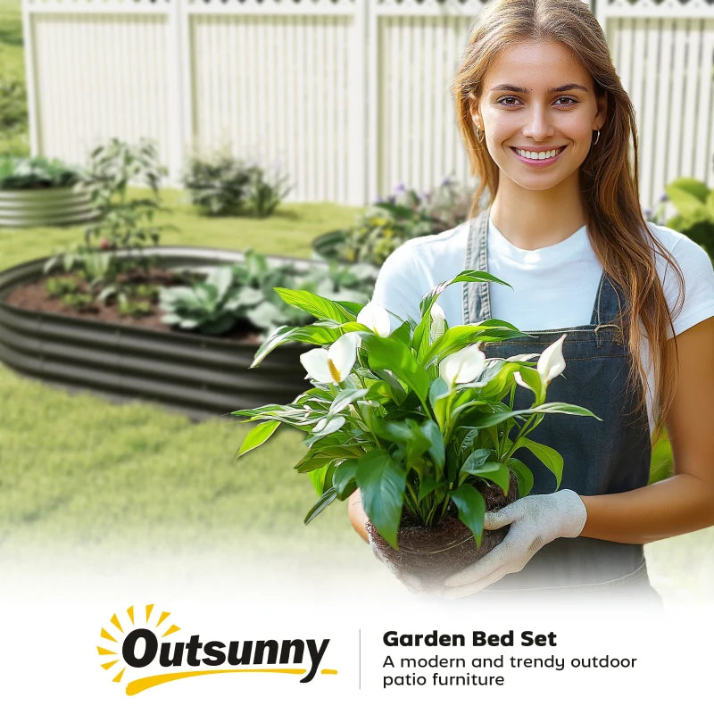 5' x 3' x 1' Large Outdoor Planter Box, Galvanized Raised Garden Bed with Metal Plant Stake, Black