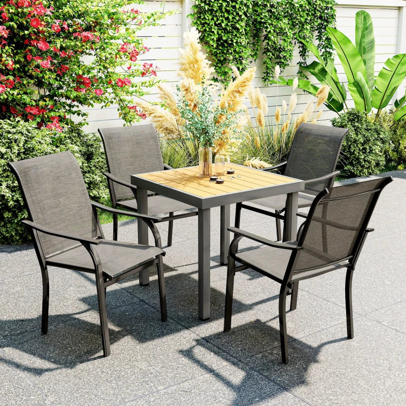 Patio Chairs Set of 4 with Armrest and High Backrest, for Backyard, Balcony, Porch, Poolside, Deck, Garden, Brown