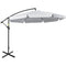 Outsunny 11FT White Offset Patio Umbrella Cantilever Easy Tilt Cross Base 8 Ribs Sun Shade for Garden