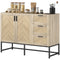 HOMCOM Buffet Cabinet, Coffee Bar Cabinet with Drawers and Adjustable Shelf, Oak