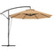 9.5' Cantilever Umbrella with Wind Protection Strap and Cover, Hanging Umbrella with Crank and Cross Base, Khaki