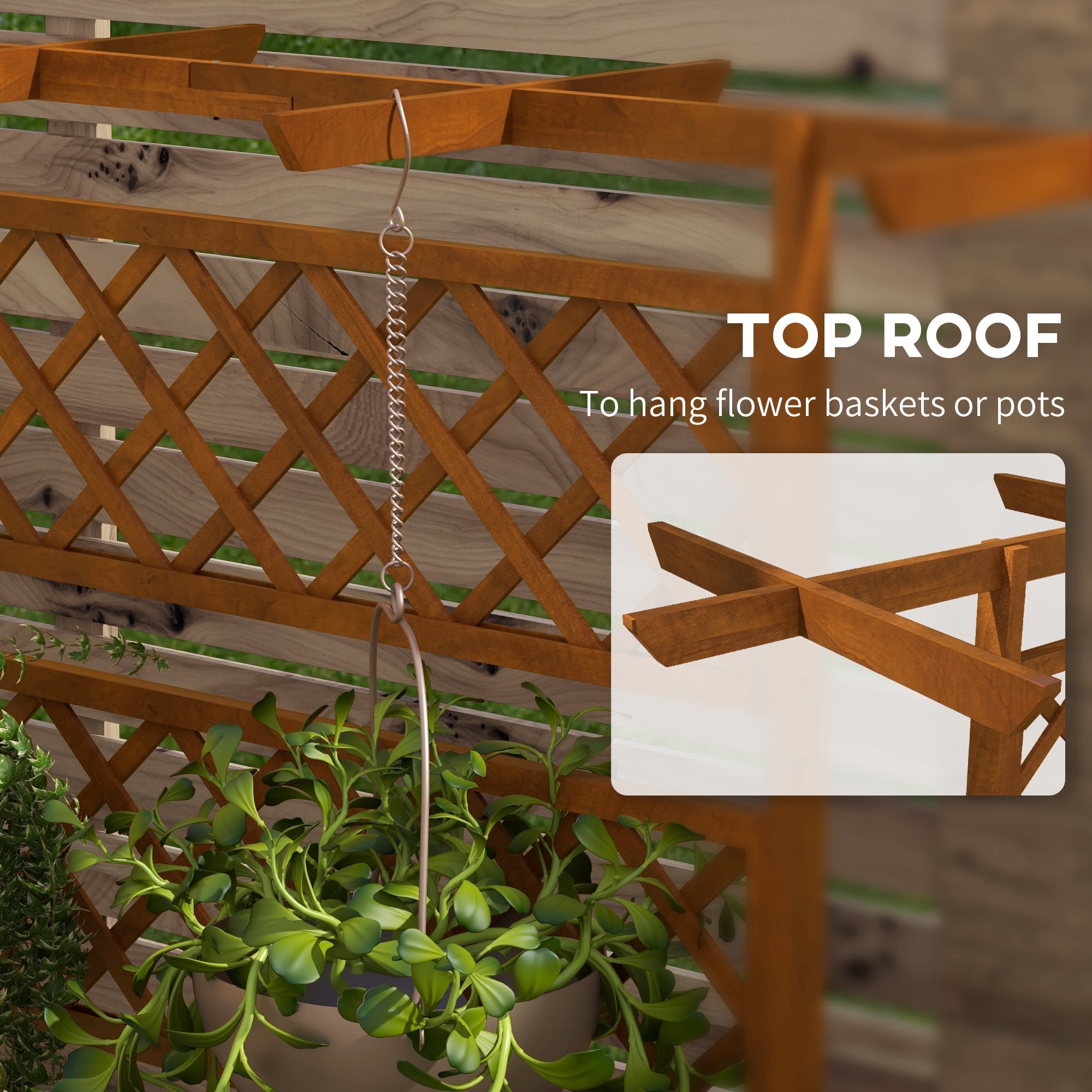 Outsunny Wooden Planter with Trellis Privacy Screen, Raised Garden Bed to Grow Vegetables, Herbs and Flowers, Orange 