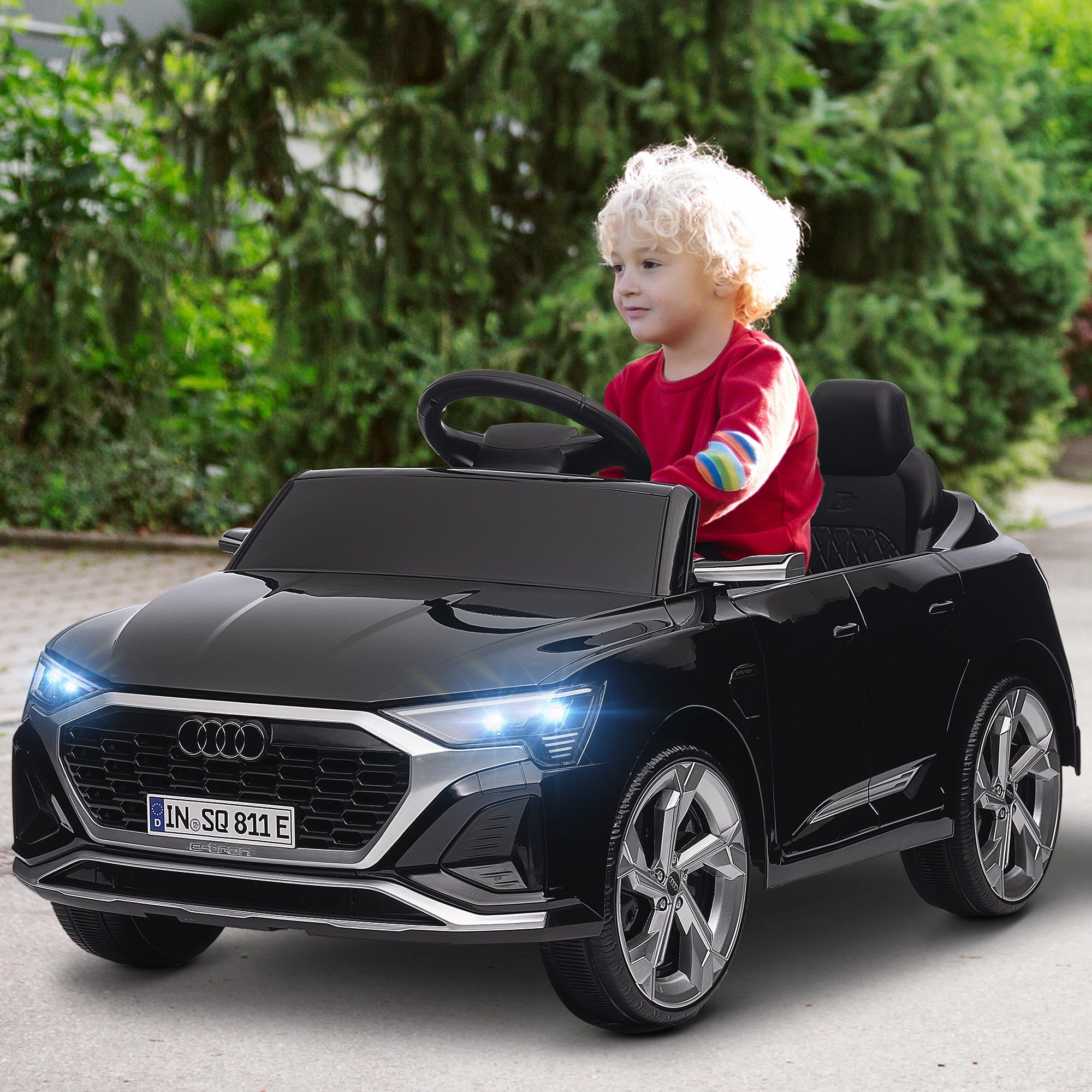 Qaba 12V Battery Powered Kids Electric Car, Audi Q8 etron Sportback Licensed Ride on Car w/ Remote Control, Black 