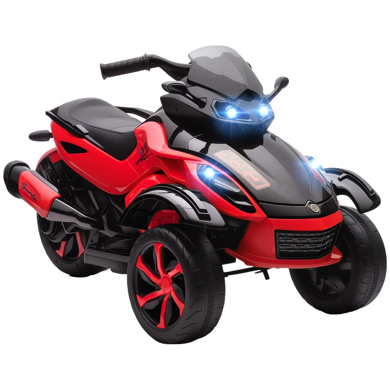 Qaba 12V Kids ATV with Suspension Wheels, Soft Start, LED Lights, Music, Red