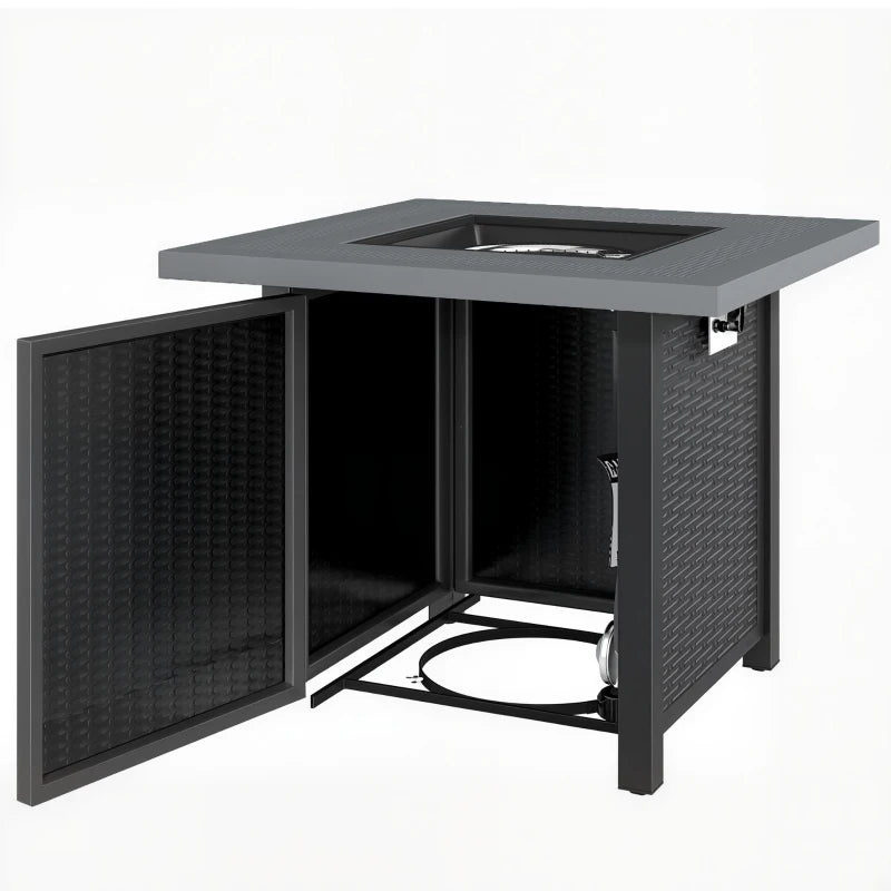 Propane Fire Pit Table, 28" 40000 BTU Outdoor Gas Fire Table with Lava Rocks and Lid, Black
