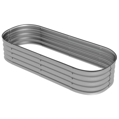 Outsunny Galvanized Raised Garden Bed Kit 4.9x2x1ft, Metal Planter Box with Safety Edging, Durable Outdoor Gardening Solution, Silver 