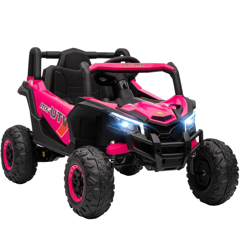 Qaba 12V Kids Ride On Car with Remote Control, Battery Powered Electric UTV with Spring Suspension for Aged 3-5 Years, Pink