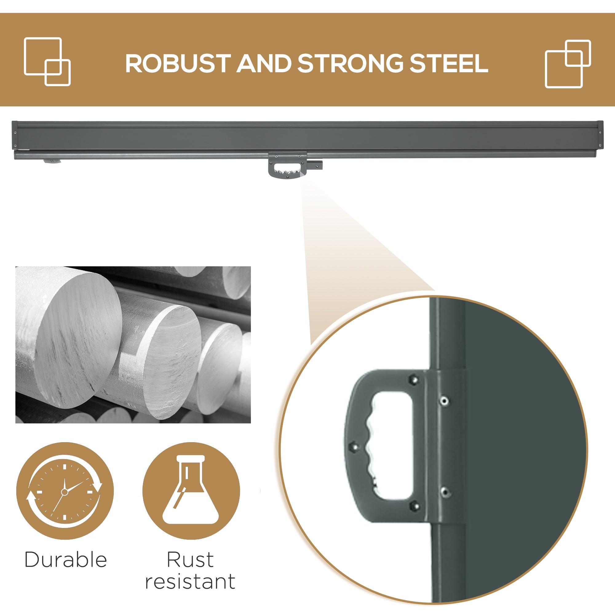 Outsunny 118" x 79" Retractable Side Awning Patio Outdoor Folding Privacy Screen with Resistance to UV Rays & Wind, Gray 