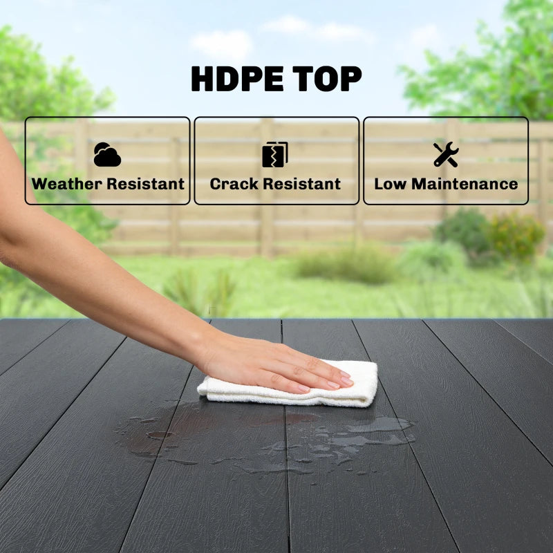 Outdoor Dining Table for 4 People, Rectangular Patio Table with HDPE Top and Metal Frame, for Garden, Backyard, Deck
