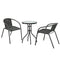 Outsunny 3 Pieces Outdoor Wicker Furniture Set with 2 Stackable Chairs, Tempered Glass Coffee Table for Garden, Backyard, Black