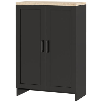 HOMCOM Modern Storage Cabinet with Doors and Adjustable Shelf for Kitchen, Living room, 23.6" x 11.8" x 35.4", Black 