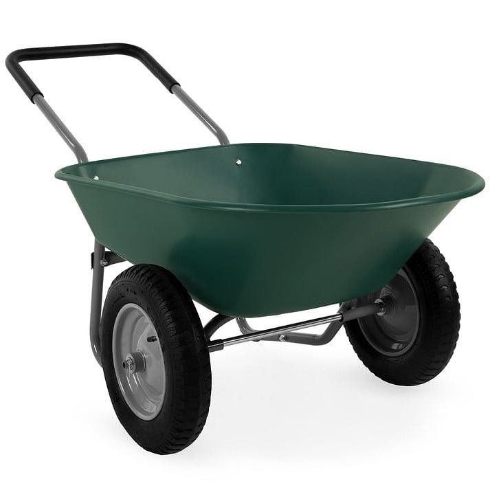 Heavy Duty 2-Wheel Multipurpose Rust Proof Wheelbarrow - Green - Free Shipping 