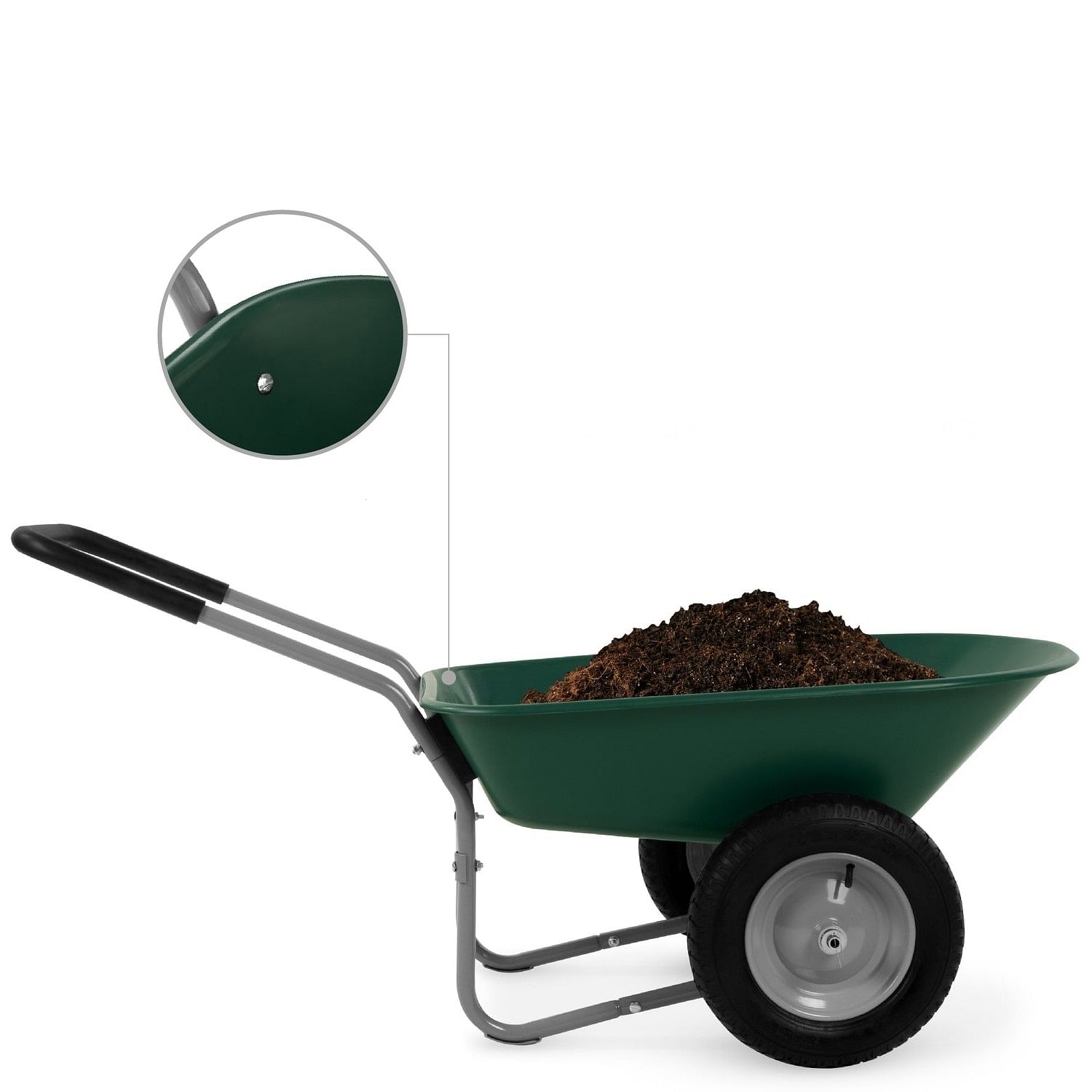 Heavy Duty 2-Wheel Multipurpose Rust Proof Wheelbarrow - Green - Free Shipping