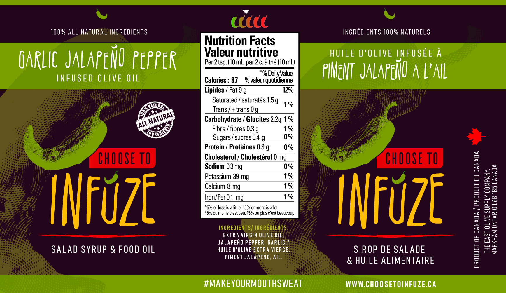 Garlic Jalapeño Infused Olive Oil 250 ml (8.5 oz) 