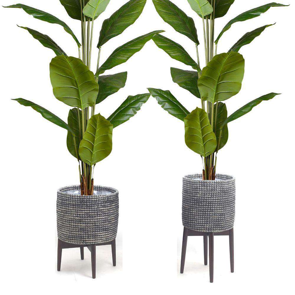 Jax -Black Tall Mid-Century Planter With Turned Leg Stand 