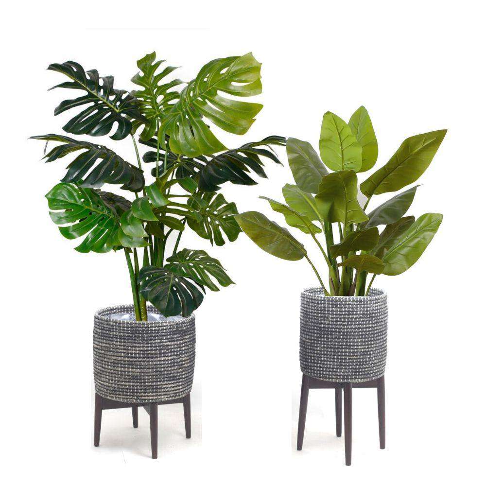 Jax -Black Tall Mid-Century Planter With Turned Leg Stand 