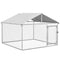 6.6' x 6.6' x 4.9' Outdoor Dog Kennel Heavy Duty Galvanized Steel Chain Link with UV-resistant Roof, Silver