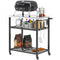 Outdoor Grill Cart with Stainless Steel Top, Two-Shelf Pizza Oven Stand, Food Prep Table on Wheels, Black
