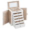 SONGMICS 6-Tier Lockable Jewelry Storage Case with Mirror & 5 Drawers – White