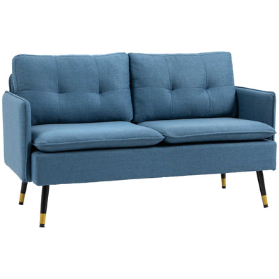 HOMCOM 55" Loveseat Sofa Bedroom Living Room Button Tufted Upholstered Small Couch Compact Design 