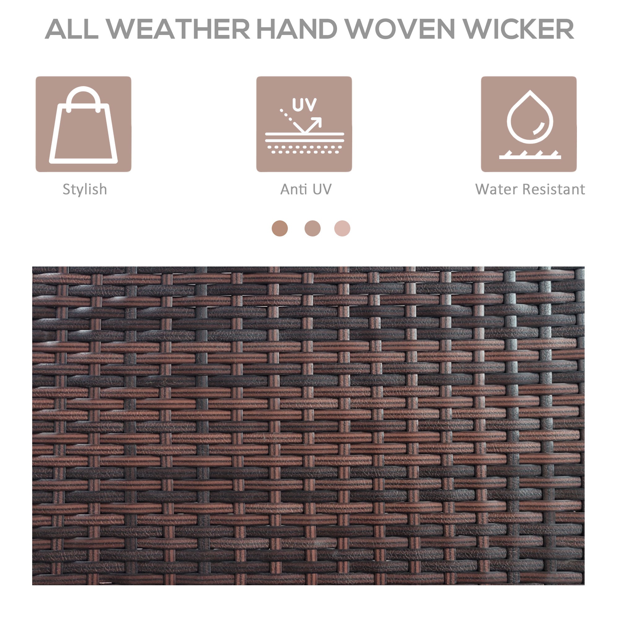 Outsunny Patio Storage Cabinet Rattan Wicker Outdoor Box Rack w/ 2 Shelf 1 Drawer Mixed Brown 