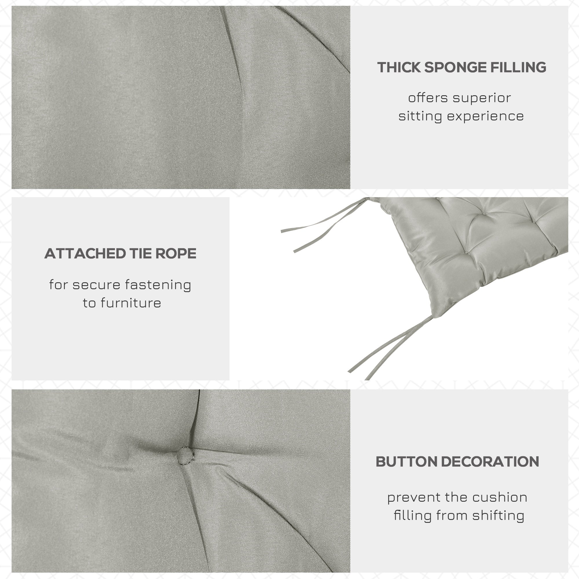 Outsunny 2-Seater Swing Chair Cushion Replacement with Backrest for Garden Bench Indoor Outdoor Use 39.4"x38.6" Grey 